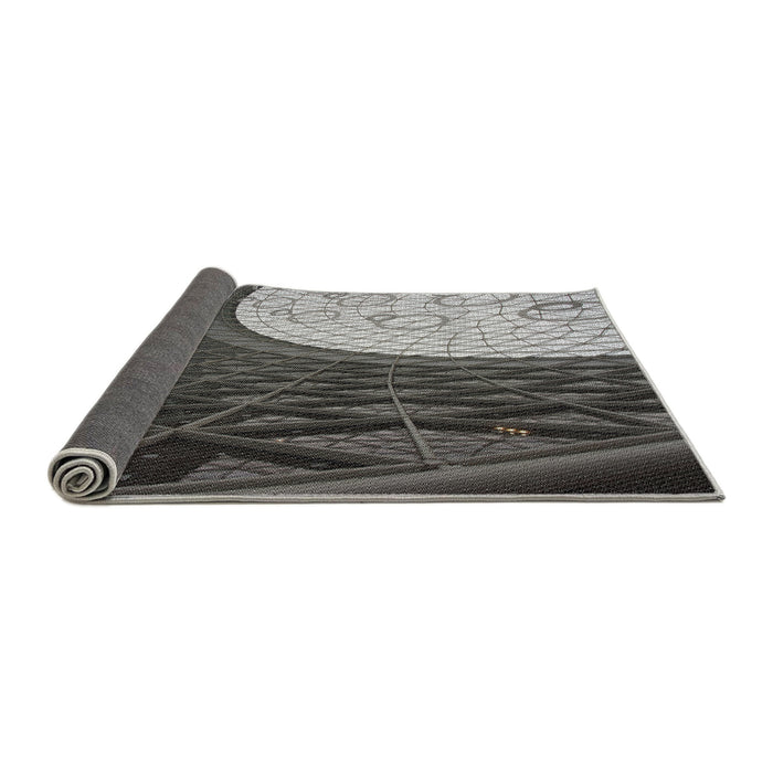 Thickness of Patterned Charcoal Black Novelty Rug, pat2044