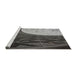 Serging Thickness of Machine Washable Transitional Charcoal Black Rug, wshpat2044