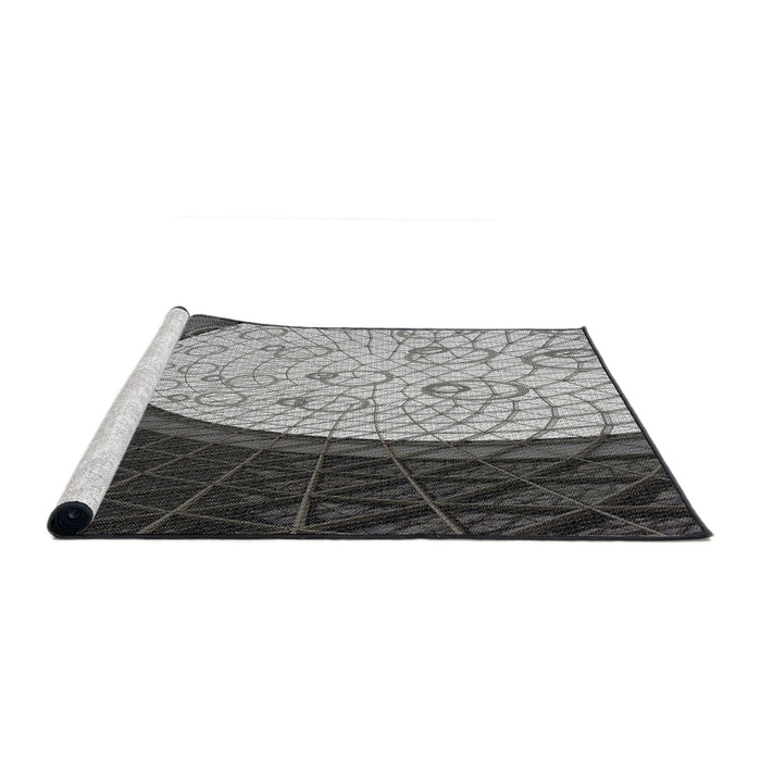 Serging Thickness of Machine Washable Transitional Silver Gray Rug, wshpat2046