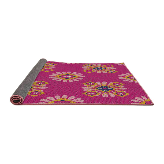 Thickness of Patterned Dark Pink Novelty Rug, pat2047
