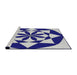 Serging Thickness of Machine Washable Transitional Cobalt Blue Rug, wshpat2049