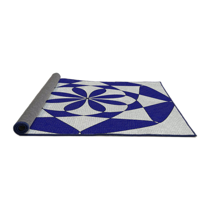 Thickness of Patterned Cobalt Blue Novelty Rug, pat2049