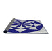 Thickness of Patterned Cobalt Blue Novelty Rug, pat2049