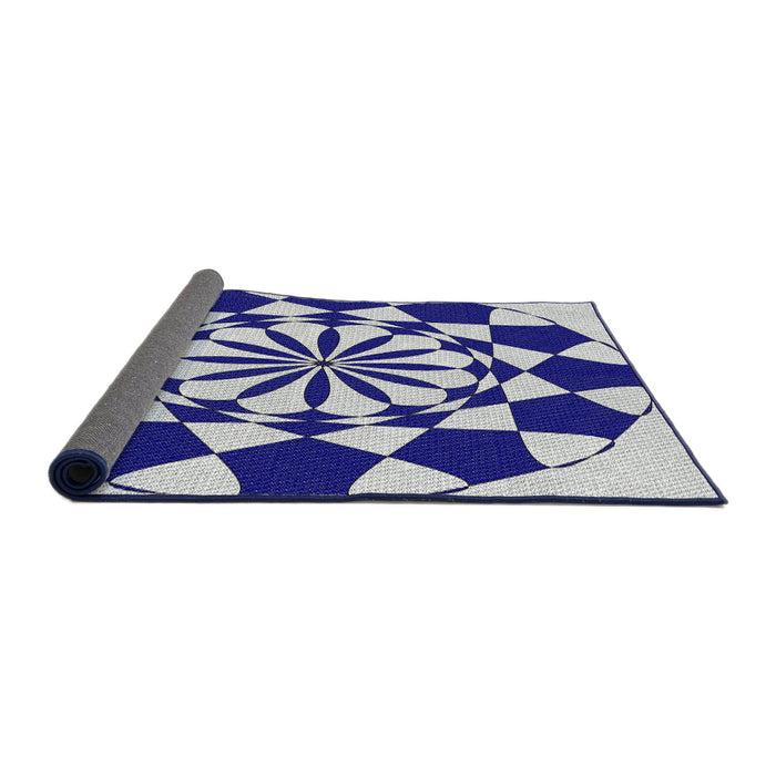Thickness of Patterned Cobalt Blue Novelty Rug, pat2050