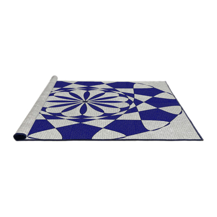 Serging Thickness of Machine Washable Transitional Cobalt Blue Rug, wshpat2050
