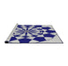 Serging Thickness of Machine Washable Transitional Cobalt Blue Rug, wshpat2050