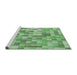 Serging Thickness of Machine Washable Transitional Light Green Rug, wshpat2059