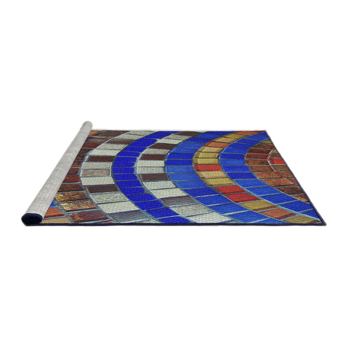 Serging Thickness of Machine Washable Transitional Gunmetal Gray Rug, wshpat2062