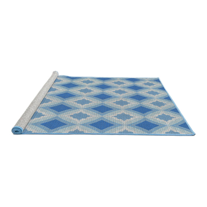 Serging Thickness of Machine Washable Transitional Light Day Blue Rug, wshpat2063