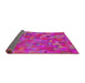 Thickness of Patterned Deep Pink Modern Rug, pat2069