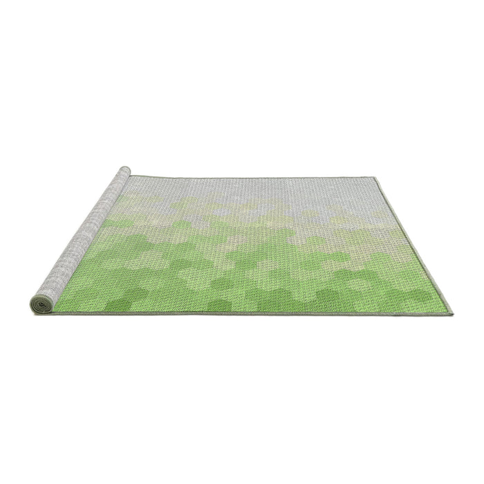 Serging Thickness of Machine Washable Transitional Green Rug, wshpat2074