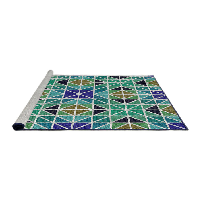 Serging Thickness of Machine Washable Transitional Blue Rug, wshpat2075