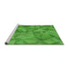 Serging Thickness of Machine Washable Transitional Green Rug, wshpat2077