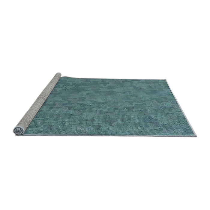 Serging Thickness of Machine Washable Transitional Blue Rug, wshpat2078