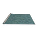 Serging Thickness of Machine Washable Transitional Blue Rug, wshpat2078