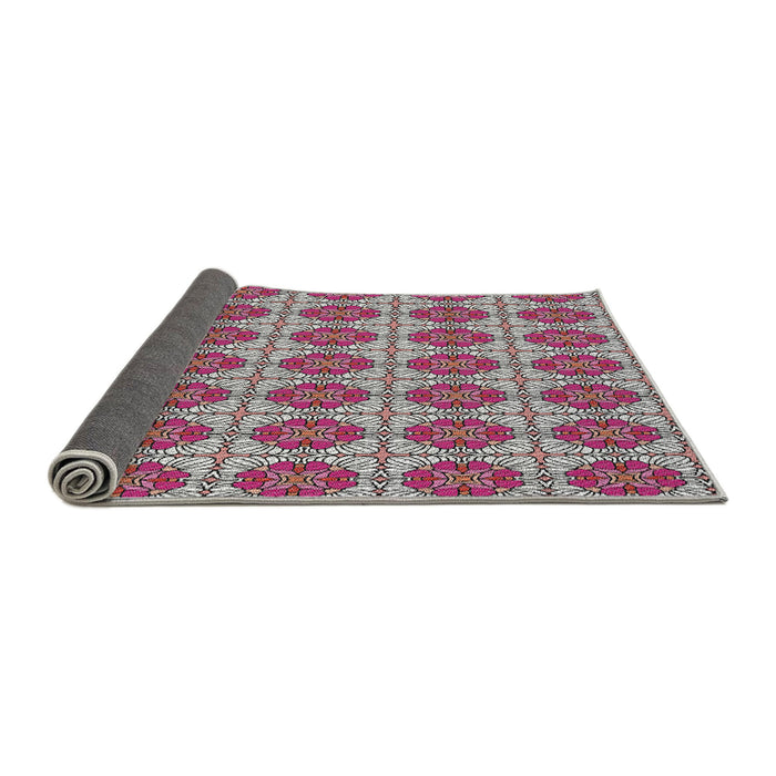 Thickness of Patterned Dark Raspberry Purple Novelty Rug, pat2079