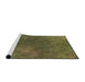 Serging Thickness of Machine Washable Transitional Brass Green Rug, wshpat2088