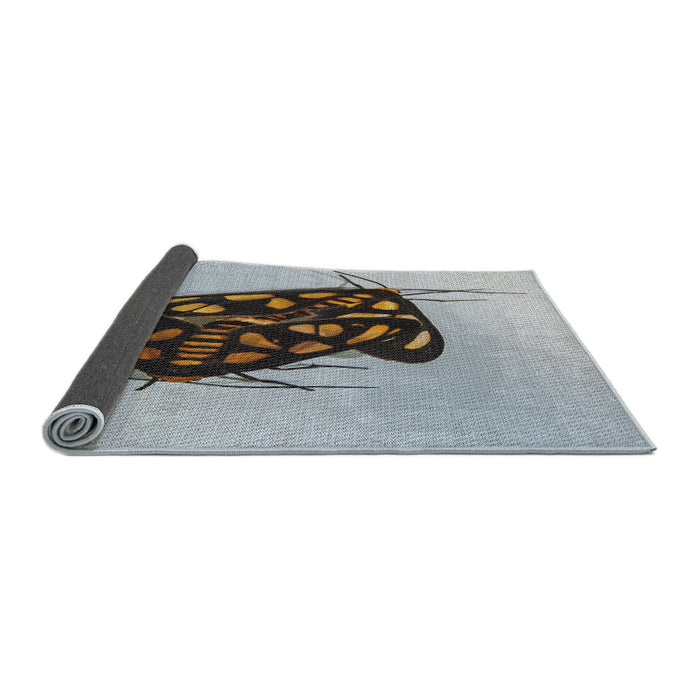 Thickness of Patterned Carbon Gray Novelty Rug, pat2089
