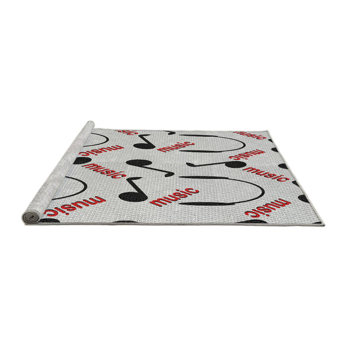 Serging Thickness of Machine Washable Transitional Gray Rug, wshpat2097