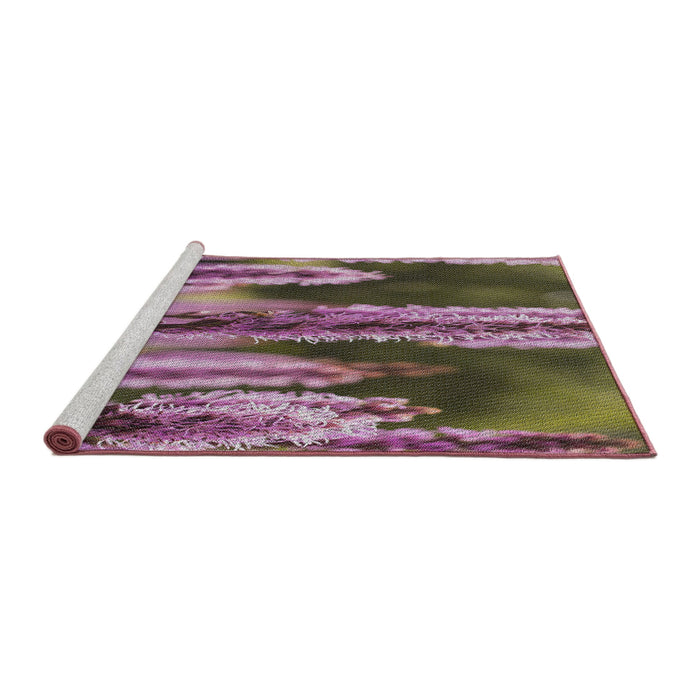 Serging Thickness of Machine Washable Transitional Velvet Maroon Purple Rug, wshpat2100