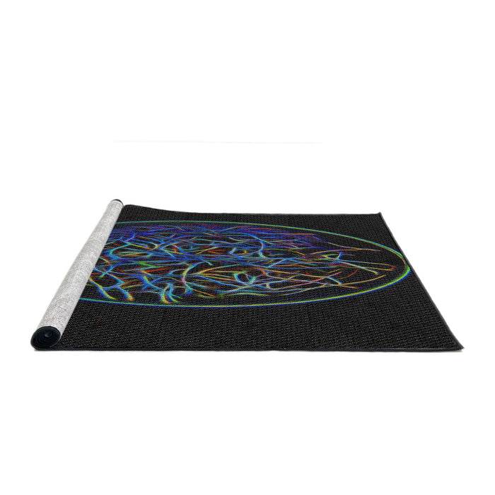 Serging Thickness of Machine Washable Transitional Black Rug, wshpat2103