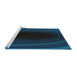 Serging Thickness of Machine Washable Transitional Night Blue Rug, wshpat2108