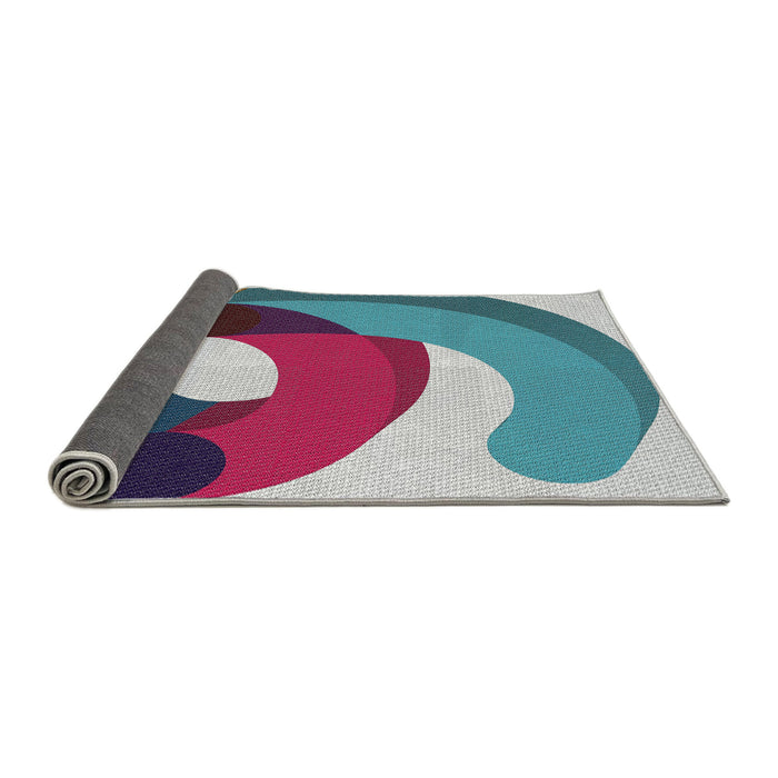 Thickness of Patterned Cyan Opaque Blue Novelty Rug, pat2117