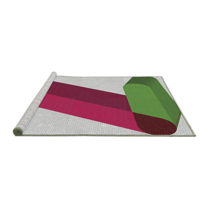 Serging Thickness of Machine Washable Transitional Bright Maroon Red Rug, wshpat2118