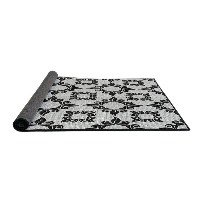 Thickness of Patterned Light Black Novelty Rug, pat212