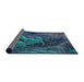 Thickness of Patterned Blue Green Novelty Rug, pat2124