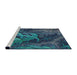 Serging Thickness of Machine Washable Transitional Macaw Blue Green Rug, wshpat2124