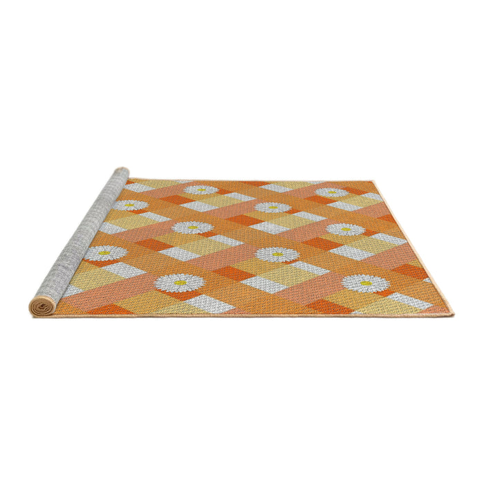 Serging Thickness of Machine Washable Transitional Orange Rug, wshpat2129