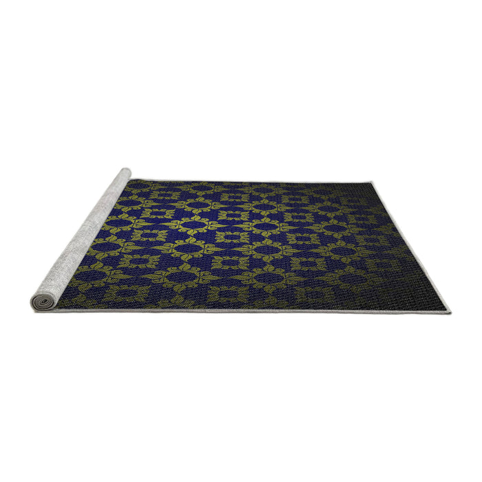 Serging Thickness of Machine Washable Transitional Night Blue Rug, wshpat213