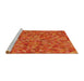 Serging Thickness of Machine Washable Transitional Neon Red Rug, wshpat2134