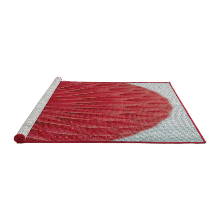 Serging Thickness of Machine Washable Transitional Red Rug, wshpat2135