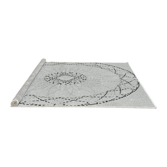 Serging Thickness of Machine Washable Transitional White Smoke Rug, wshpat2136