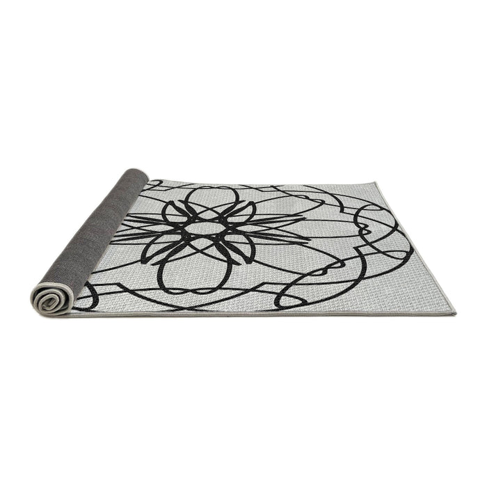 Thickness of Patterned Ash Gray Novelty Rug, pat2138