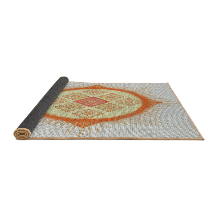 Thickness of Patterned Orange Brown Novelty Rug, pat2140
