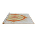 Serging Thickness of Machine Washable Transitional Orange Brown Rug, wshpat2140