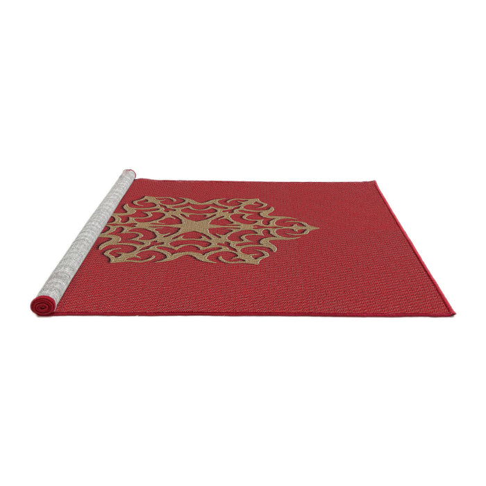 Serging Thickness of Machine Washable Transitional Orange Rug, wshpat2143