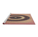 Serging Thickness of Machine Washable Transitional Brown Red Rug, wshpat2147