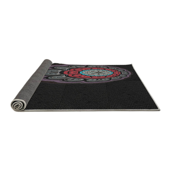 Thickness of Patterned Carbon Gray Novelty Rug, pat2150