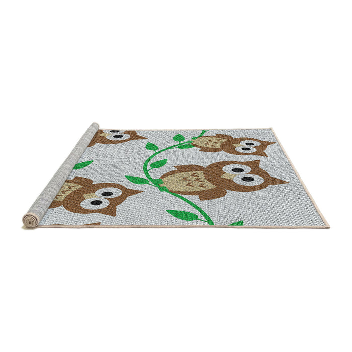 Serging Thickness of Machine Washable Transitional Khaki Green Rug, wshpat2151