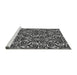 Serging Thickness of Machine Washable Transitional Charcoal Black Rug, wshpat2154