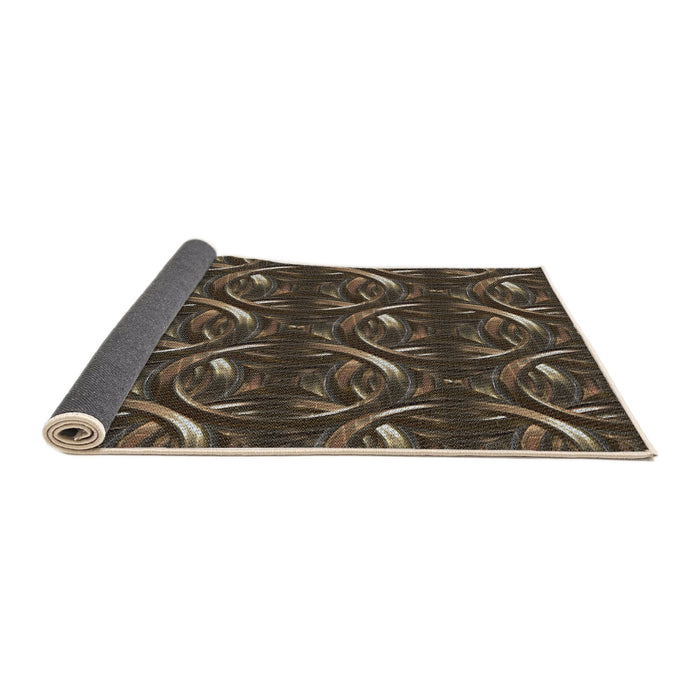 Thickness of Patterned Dark Almond Brown Novelty Rug, pat2161