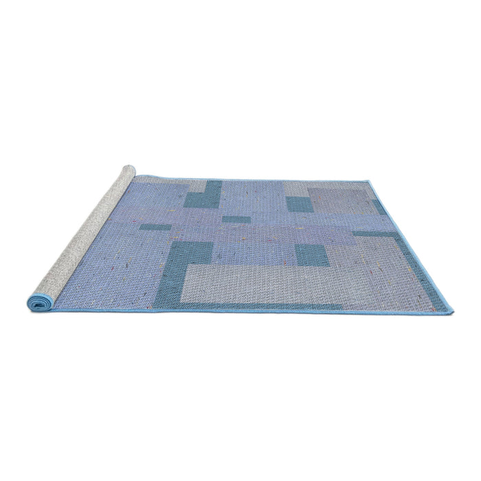 Serging Thickness of Machine Washable Transitional Steel Blue Rug, wshpat2163