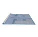 Serging Thickness of Machine Washable Transitional Steel Blue Rug, wshpat2163