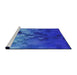 Serging Thickness of Machine Washable Transitional Blue Rug, wshpat2167