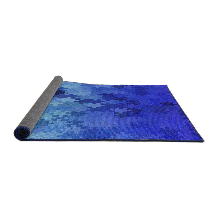 Thickness of Patterned Blue Novelty Rug, pat2167