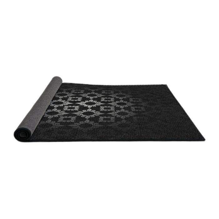 Thickness of Patterned Black Novelty Rug, pat217